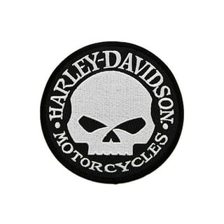 Harley-Davidson 4.5in. Woven Winged Skull Emblem Sew-On Patch -  Black/Orange, Harley Davidson 