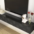 thumbnail image 3 of 67" Floating TV Stand Wall Mounted Entertainment Center and Cabinet Shelf,Modern TV Console with Storage,16 Color LEDs,Power Outlet,Media Console for DVD Player for 55 60 65 Inch TV,Black, 3 of 7