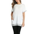 thumbnail image 3 of Uhndy Short Sleeve Pocket T Shirt For Women Casual Summer Color Block Tunic Blouse Tops Crew Neck Loose Fit T-Shirt, 3 of 6