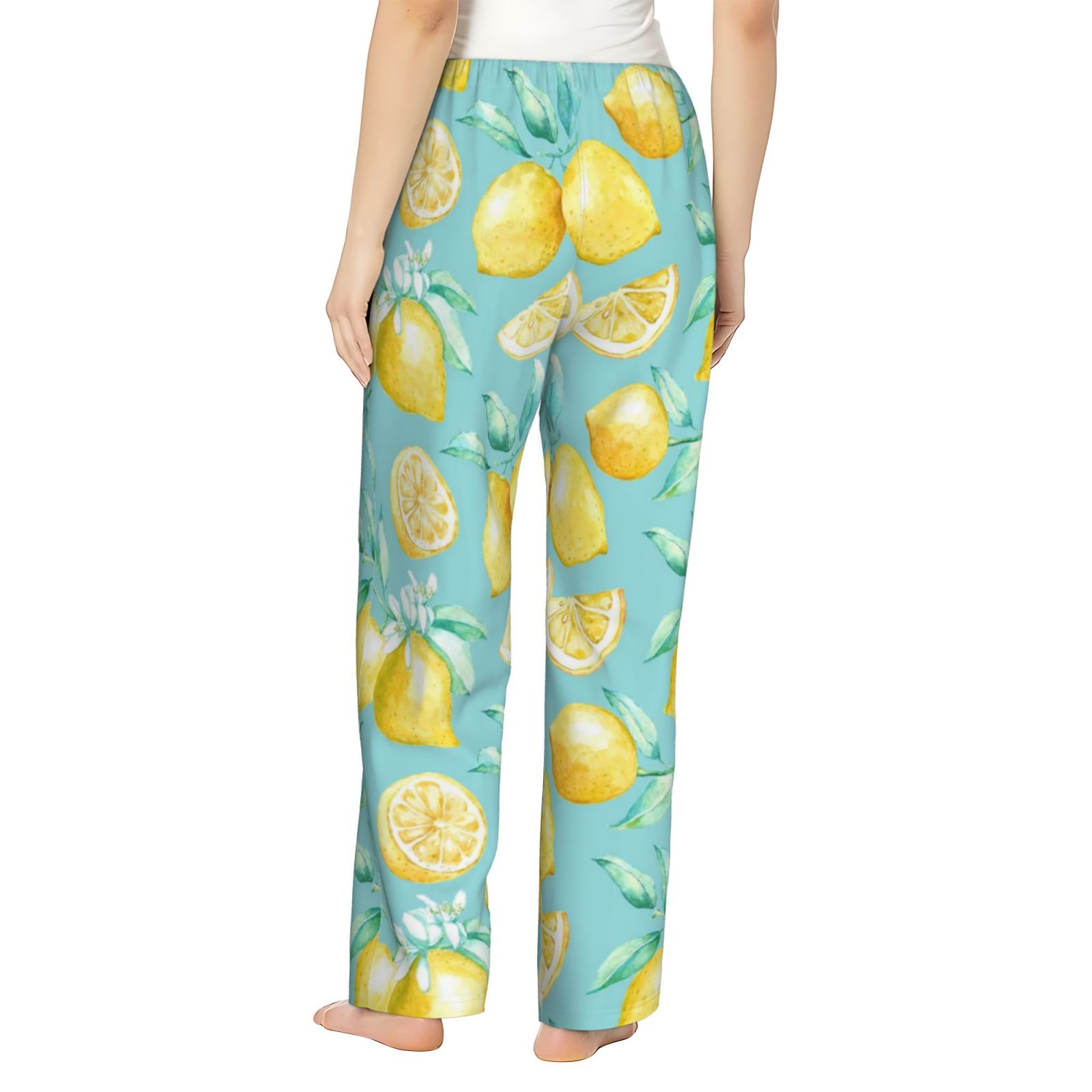Daiia Yellow Lemon Women's Sleep Pant with Pockets and Drawstring ...
