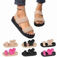 thumbnail image 3 of Flat Sandals for Women 2026 Casual Comfortable Platform Open Toe Wedge Wide Width Elastic Ankle Strap Walking Sandals Women Outdoor Party Beach Vacation Shoes,Complexion,42, 3 of 7