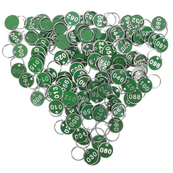 BESTOYARD 100Pcs Brass Numbered Key Tags in Green for Landlords and Hotels