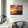 thumbnail image 4 of Nawypu Beach Sunset Canvas Print Wall Art Coconut Tree and Sunset Glow Pictures Wall Decor Artwork Sunset Tropical Wall Art for Living Room Bathroom Kidroom Wall Decoration Stretched and Framed, 4 of 5