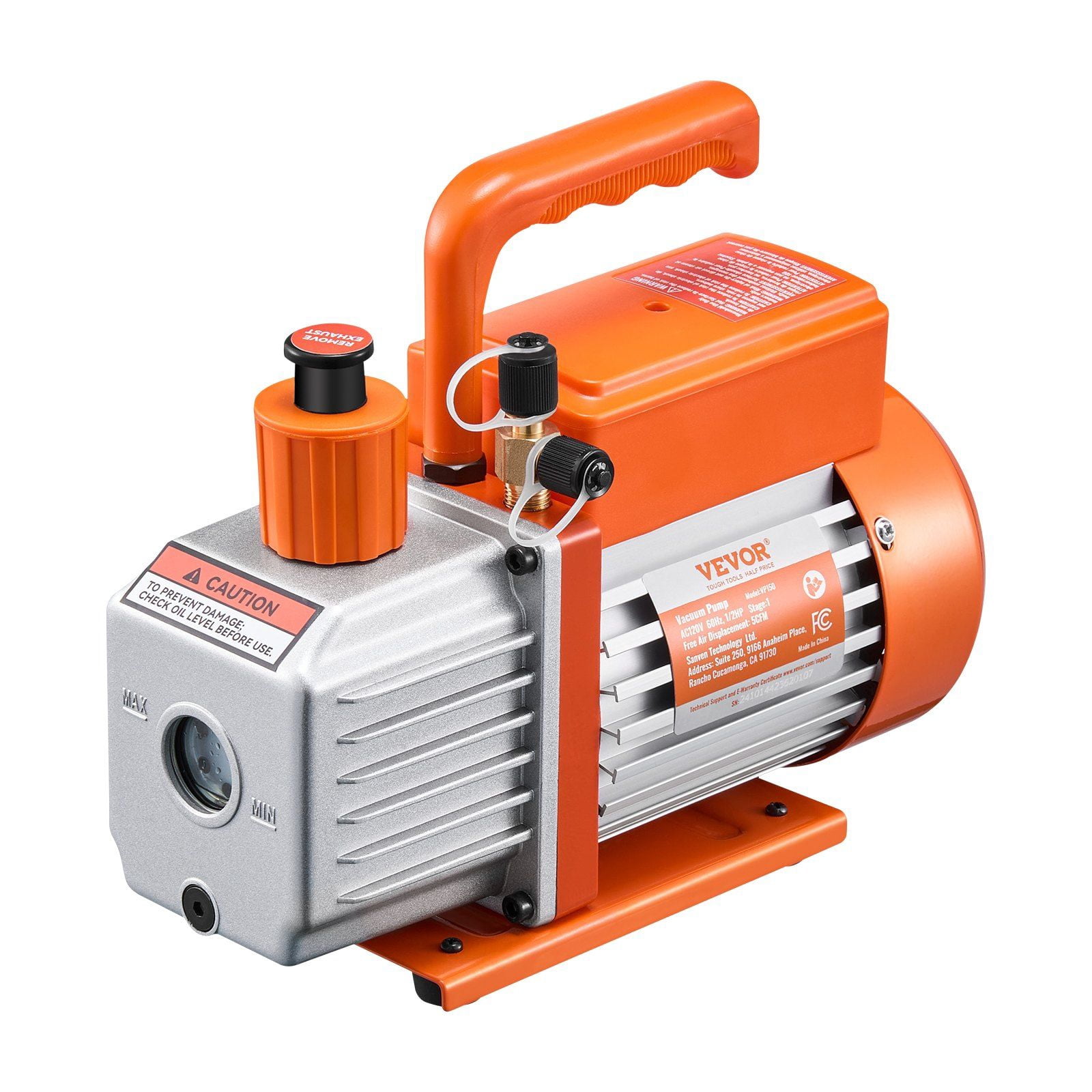 HVAC Vacuum Pump 5 CFM Single Stage Rotary Vane with Oil