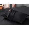 thumbnail image 2 of Comfylife Luxury Bamboo Derived Rayon Sheets Set -Deep Pockets, Moisture Wicking, No Fading, Softer Than Cotton - 3 Pieces- Twin/Twin XL Size, Black, 2 of 5