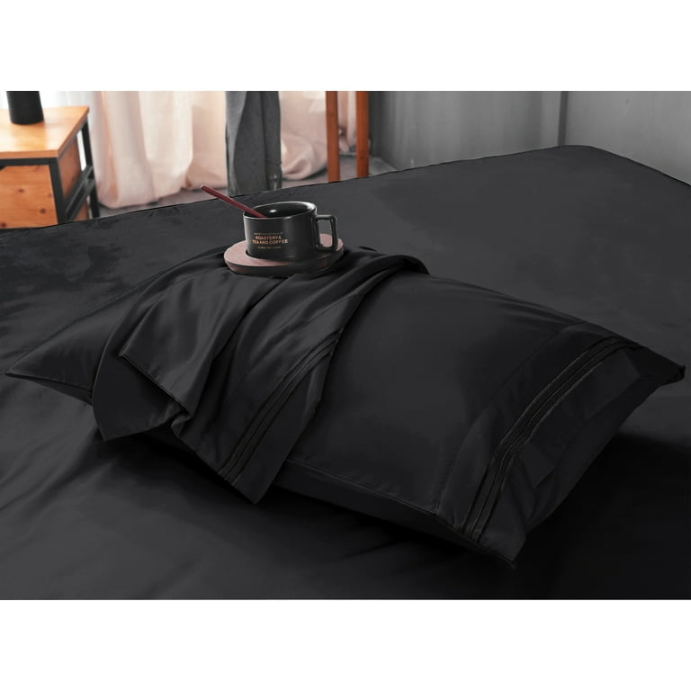 Queen Size Sheet Set, Luxury Bed Sheets, Extra Soft, Deep Pockets, Easy  Fit, Breathable and Cooling Sheets, Wrinkle Free Black
