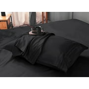 Comfylife Queen Size Bamboo Derived Rayon Pillowcase Set-Moisture Wicking, No Fading- Queen (2 Pieces)-Black