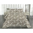thumbnail image 2 of Ambesonne Birds Quilted Coverlet 2 Pcs, Boho Pattern Magnolia Floral, Twin Size, Umber and Pale Taupe, 2 of 4
