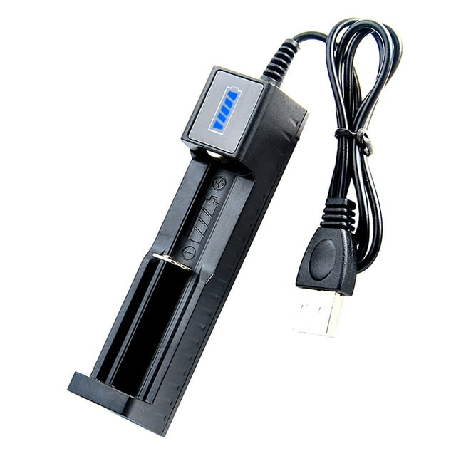 Universal 18650 Lithium Ion Battery Charger with USB Port for Multiple Rechargeable Cell Sizes
