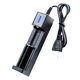 thumbnail image 1 of Cargador de batería de litio 18650 - Cargador USB de una ranura, protección contra sobrecarga, indicador LED, 27 g portátil, 1 of 7