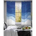 thumbnail image 3 of Ombre Blue Waves Sheer Curtains 54 Inch Length 2 Panels Set for Living Room/Bedroom, Abstract Art Gradient Modern Kitchen Curtains Grommet Semi-Sheer Curtains Drapes Voile Window Treatments 42"x54"x2, 3 of 7