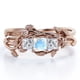 thumbnail image 1 of JeenMata 1 TCW de Piedra Lunar Azul de Corte Princesa y Moissanita - Vid y Hoja - Conjunto Nupcial de 3 Piedras - Baño de Oro Rosa de 18 K sobre Plata, 1 of 6