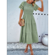 thumbnail image 5 of Vestido Elegante de y Verano para Mujer, Color Liso, con Cuello Redondo y Aberturas Fruta Verde L, 5 of 10