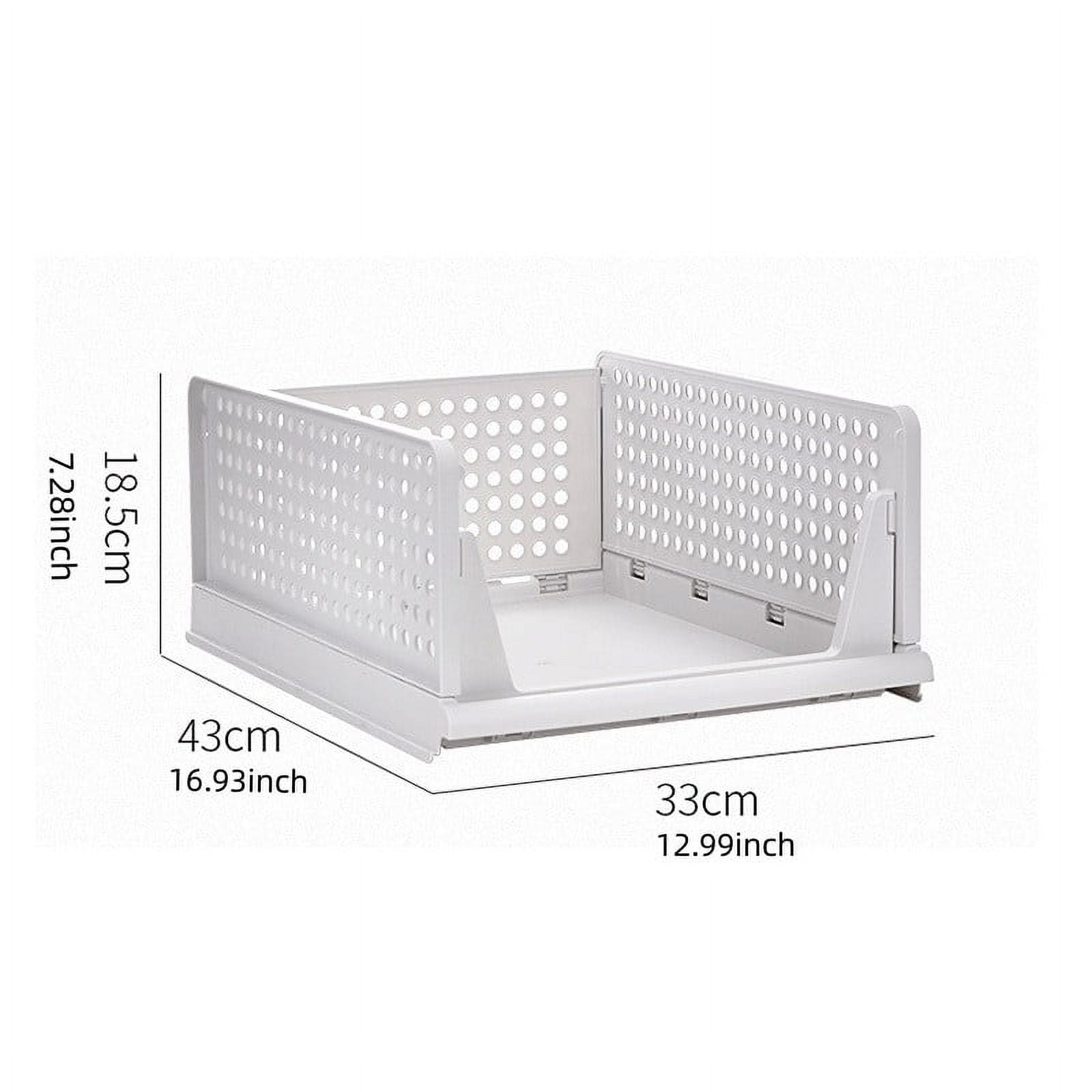 Stackable Closet Storage Box, Plastic Drawer Organizer, Foldable Wardrobe Clothes Shelf Baskets, Folding Containers Bins Cubes, Perfect for Kitchen, Office, Bedroom & Bathrooms, Set of 2