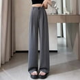 thumbnail image 2 of Womens Casual Pants Womens High Waisted Straight Leg Pants Flowy Wide Leg Trousers Soft Chiffon Casual Comfortable Summer Fall Loose Fit Stretchy Elastic Waist Lightweight Breathable, 2 of 4