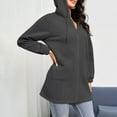 thumbnail image 6 of VISALY Women's Fall Full Zip Up Long Sleeve Hooded Sweatshirt Oversized Fleece Casual 2025 Jacket Coat with Pocket Outwear Tunic Sweatshirt Dark Grey L, 6 of 9