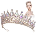 thumbnail image 1 of BRIGHTFUFU Corona de diamantes de imitación, Tiara, corona de cumpleaños, tocado de novia, accesorio de vestido de novia para actuación de baile, 1 of 7