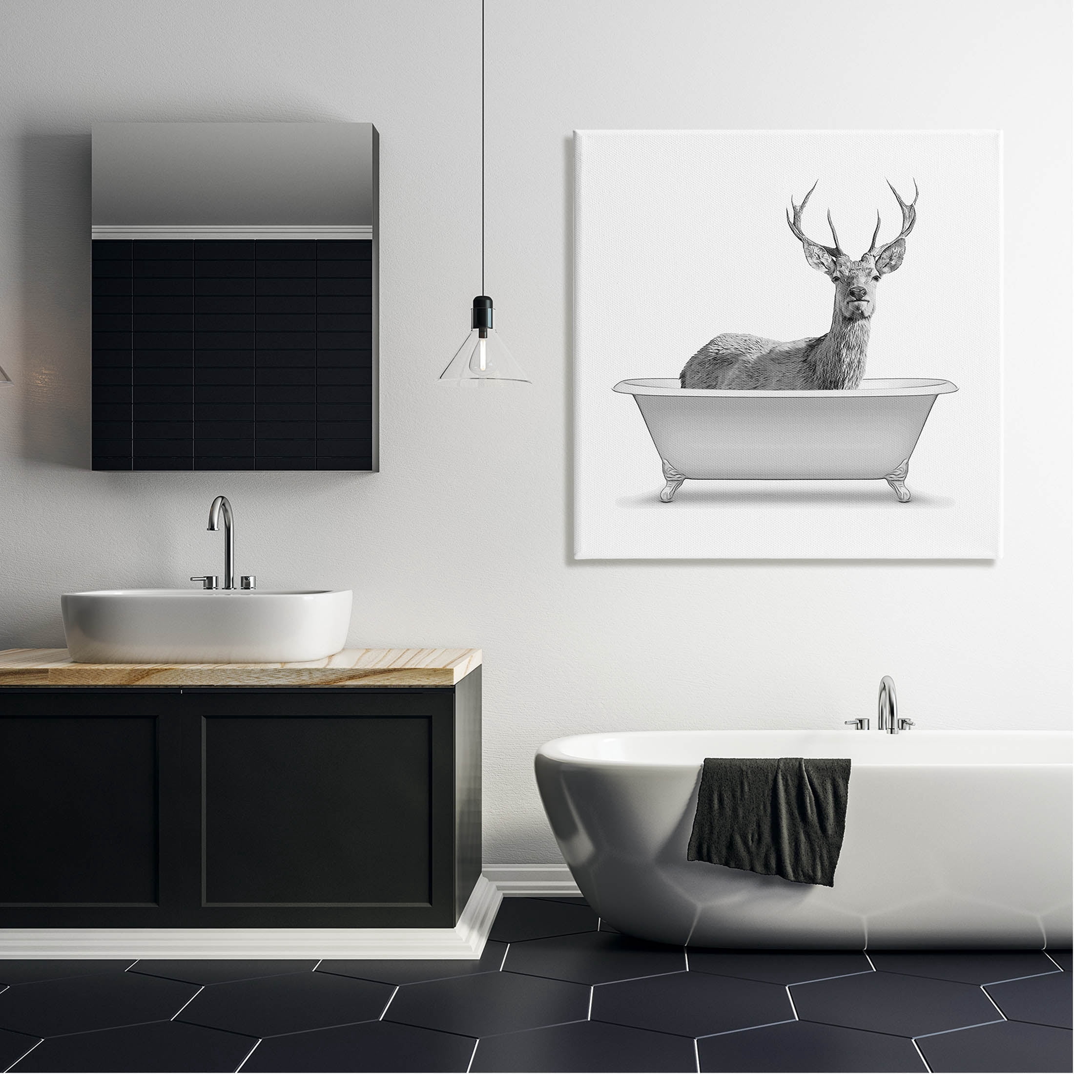 Stupell Industries Woodland Deer Antique Bath Tub Graphic Art Gallery Wrapped Canvas Print Wall Art, Design by Annalisa Latella