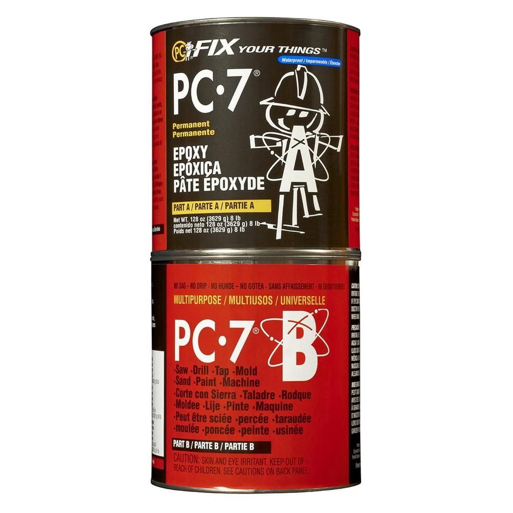 PC Products PC-7 Epoxy Adhesive Paste, Two-Part Heavy Duty, 8 lb in Two Cans, Charcoal Gray 128770