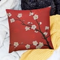 thumbnail image 2 of BANET Throw Pillow Cover Pink White Plum Blossom Flower on Red Apricot Pillowcase Home Decorative Square Pillow Case Cushion Cover 20x20in, 2 of 5