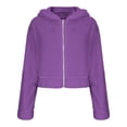 thumbnail image 6 of Aellinatey Cropped Fleece Jackets for Women Fashion Zip Up Plush Sherpa Warm Coats Comfy Soft Long Sleeve Fuzzy Hooded Outerwear, 6 of 10