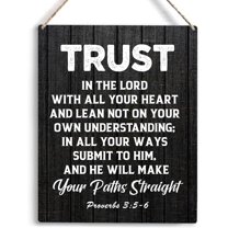 Wood Sign 8x10 Inch Christian Inspirational Wall Decor Trust In The Lord With All Your Heart Proverbs 35 Wooden Hanging Sign Christian Bible Verse Wall Art Religious Home Wall Decor Baptism Gift