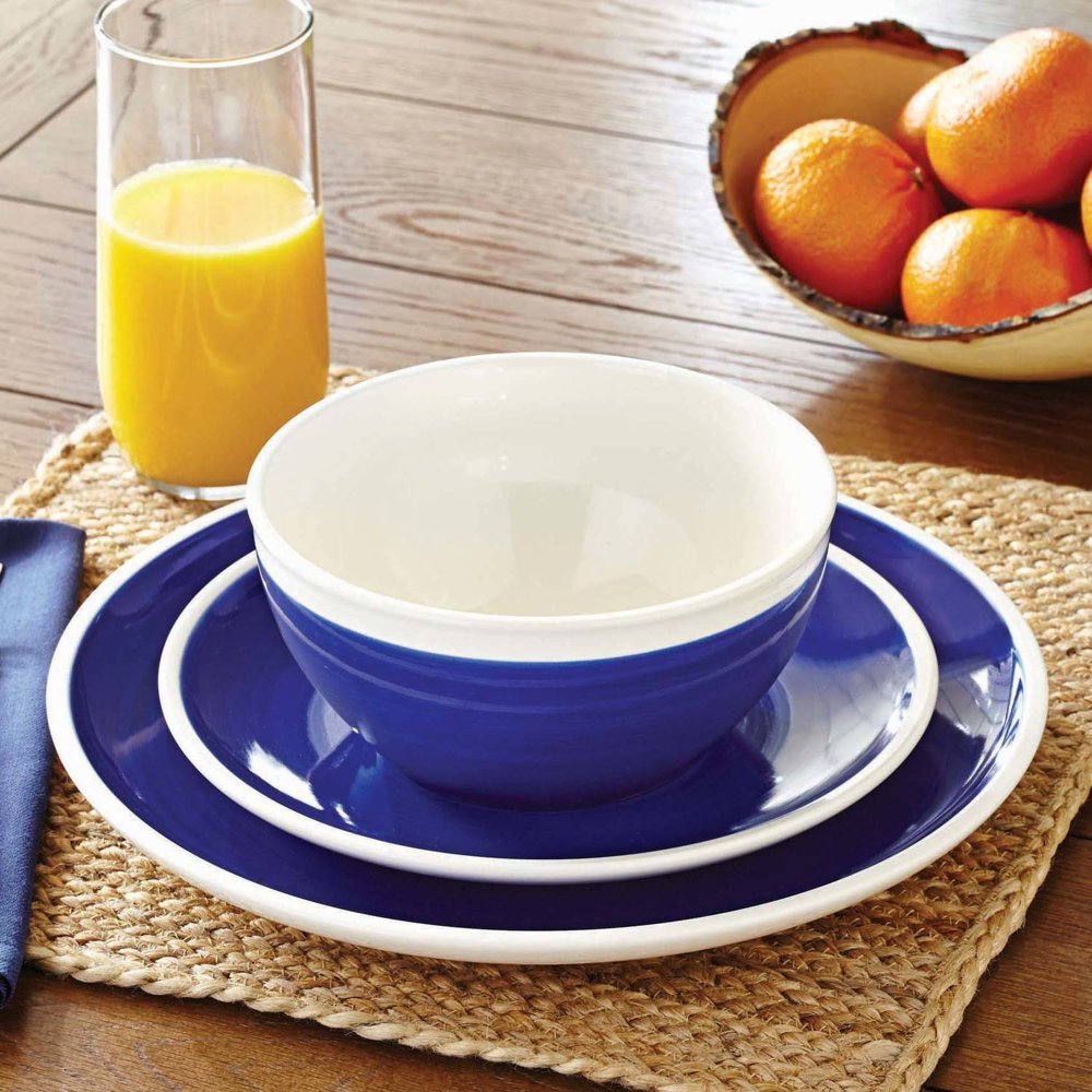 Better Homes & Gardens Indigo Swirl 12Piece Dinnerware Set, Blue