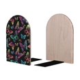 thumbnail image 2 of Lsque Rainbow Butterflies Printed Wood Bookends,Non-Skid Bookend for Shelves,Heavy Duty Support Bookends,Non-Slip Foam Pads for Office, Home, and Library,1 Pair, 2 of 8