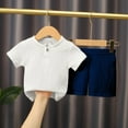 thumbnail image 2 of Gibobby Toddler Boys Boy Clothes Toddler Baby Boys Summer Outfits Sleeveless Patchwork T Shirt Shorts Set 6 Months 4T Two Piece Suit Boys Suit(6-12 Months,Dark Blue), 2 of 3
