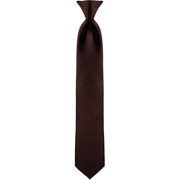 Men's Solid Poly Clip On Tie-Brown