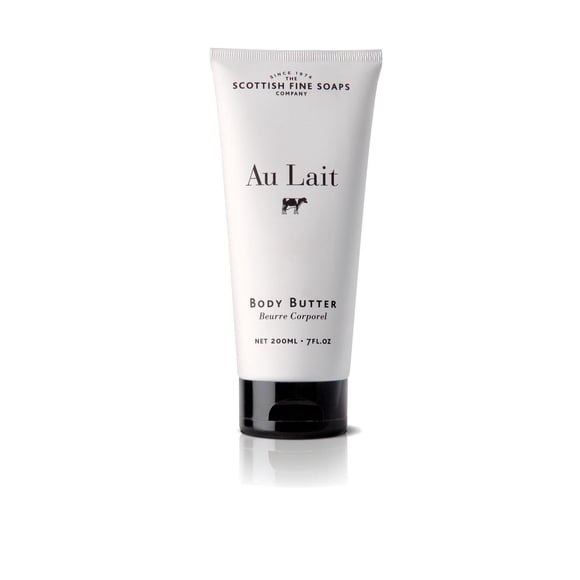 Mantequilla corporal con leche Au Lait en un tubo de 7 oz de Scottish Fine Soaps