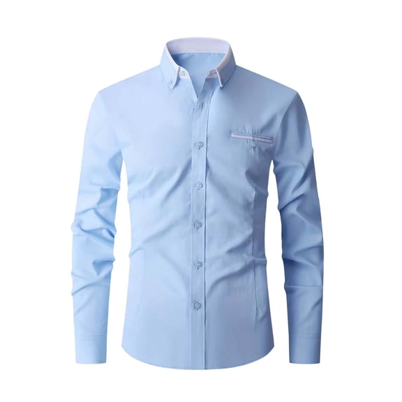 Abomasnow Men's Big and Tall Shirts Button Down Long Sleeve Collared Shirts Stretch Work Office Business Dressy Casual Shirts with Pockets