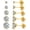 (B)Gold, variant on Women‘s 14K Gold Plated CZ Stud Earrings Simulated Diamond Round Cubic Zirconia Ear Stud Set（5 Pairs)