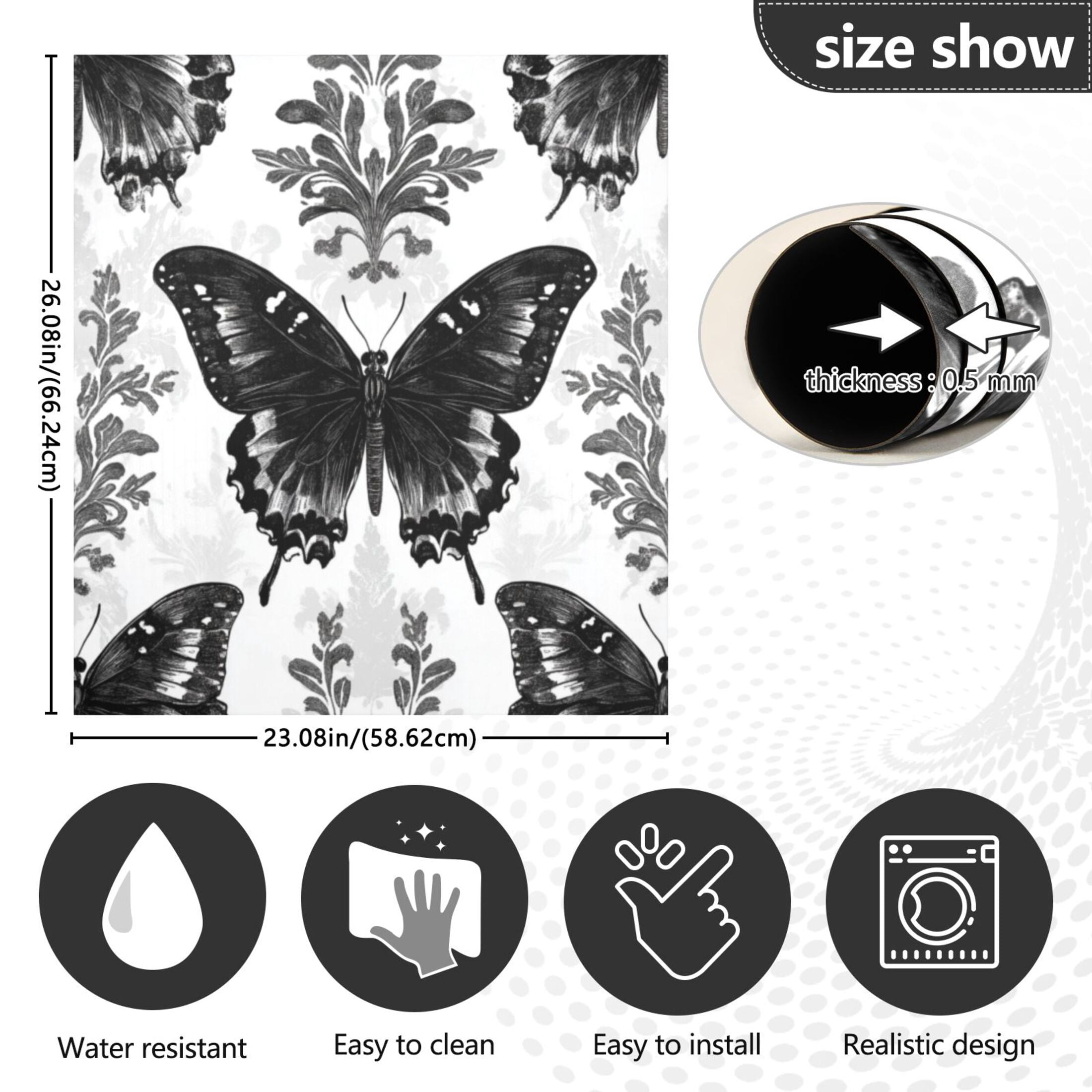 Dishwasher Magnetic Sticker 23x26 Inch Refrigerator Magnetic Sticker Washing Machine Magnetic Sticker Kitchen Panel Magnetic Sticker Home Decor Black Beautiful Butterfly