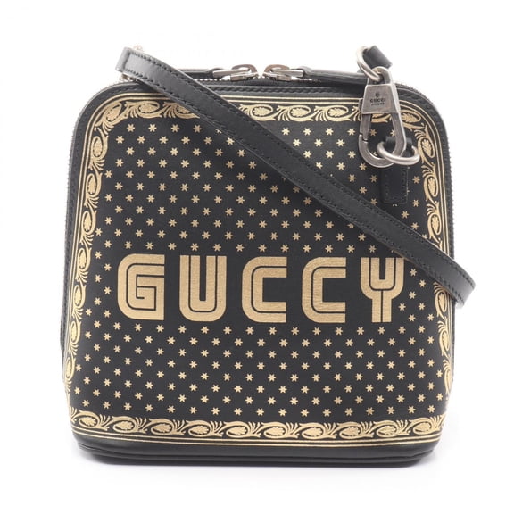 Pre-Owned Gucci GUCCY SEGA Shoulder Bag Handbag Leather Women's Black/Gold Tone 511189