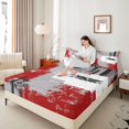 thumbnail image 4 of Homewish 4pcs Grey Red Oil Printing Sheet Set, Queen - Watercolor Artwork, 4 of 7
