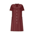 thumbnail image 4 of Xdegoge Casual Dresses for Women Women's Vintage Button Down Shirt Dress Notch Lapel Short Sleeve Belted Office Mini Dress with Pockets Wine M Purchase History for My Accounts, 4 of 6