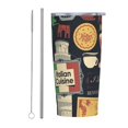 thumbnail image 2 of Italian Cuisine Pasta Wine Pizza Retro Stainless Steel Tumbler with Lid and Straw 20oz Vacuum Insulated Travel Mug for Hot & Cold Drinks Coffee Wine Water Cup, 2 of 7