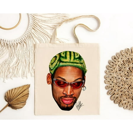 vintage Dennis Rodman Zig Zag Green Hair Rodzilla Hollywood 90 s Vintage Design Tote Bag - White-TH4629