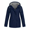 thumbnail image 2 of WTOBBY Jacket Women Plus Size Packable Lightweight Waterproof Raincoats With Hood for Winter Coat, Ideal for Outdoor Sports and Sun Protection,Navy XL, 2 of 5