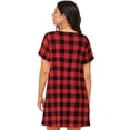 thumbnail image 3 of Horeoi Buffalo Plaid Red Black Print Women's Short-sleeved Nightdress Breathable Cotton-like Material Loose A-line Knee-length, 3 of 6