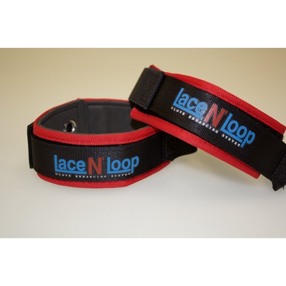 Correas Lace N Loop para guantes de boxeo con cordones y cierre de velcro, rojo y negro, par