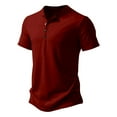 thumbnail image 4 of Men's Casual T Shirts Pure Color Basic Tee Comfortable Summer Short Sleeve Top Button Detail Everyday Wear Breathable Blend, 4 of 4