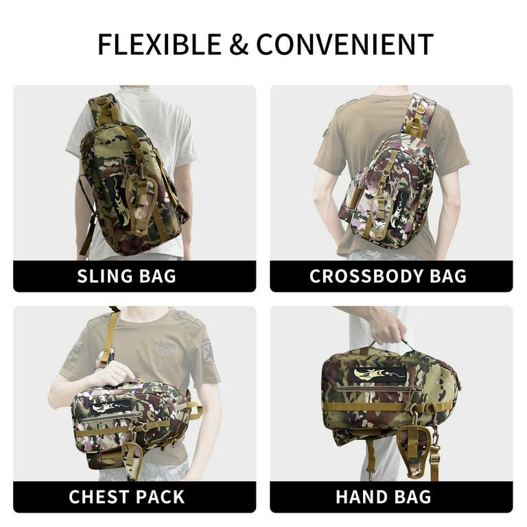 PLEUVOIR Pro Fishing-Backpack Sling Tackle-Storage-Bags - Fishing Tackle  Bag with Rod Holder Removable Plier Sheath Lightweight Fish-Pattern  Backpack Outdoor Hiking Gift for Men Women, Italian Camo 