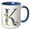 Blue/White, variant on 3drose, Blue Monogram Initial K with Pretty Yellow Wild Flowers, 11oz Two-tone Green Mug