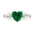 thumbnail image 2 of 2.1ct heart cut green emerald 18k white gold Bridal Wedding Engagement Promise Anniversary Ring for Women size 6.5, 2 of 7