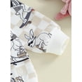 thumbnail image 6 of Suealasg Toddler Baby Boys Easter Outfits Long Sleeve Bunny Checkerboard Print Sweatshirt and Sweatpants Sets 6M 1T 2T 3T Kids Boys 2pcs Spring Clothes, 6 of 9