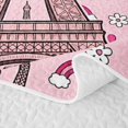 thumbnail image 5 of Erosebridal Princess Bowknot Girl Twin Quilt Set, Paris Eiffel Tower Twin Coverlet Set, Black Pink, 2pcs, 5 of 7