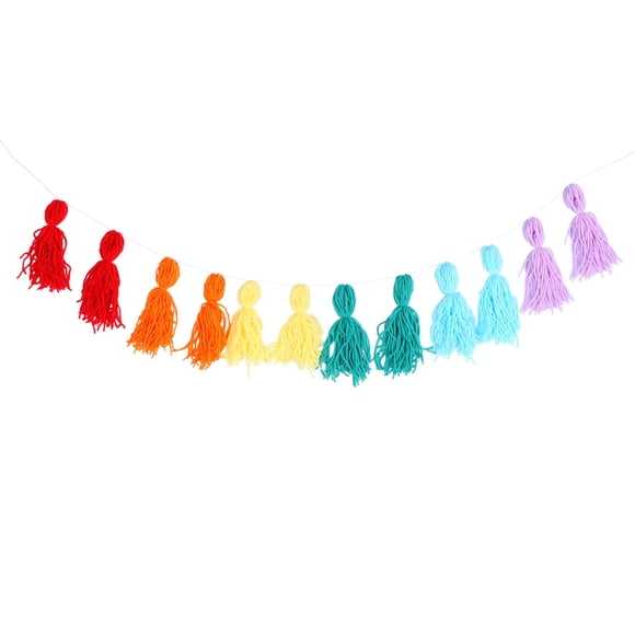 Habitación para niños Hilo de lana para colgar Artesanía colorida Hilo de lana con borlas Cuerda Habitación para niños Color del arco iris Colgante para el hogar (Color del arco iris)