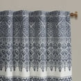 thumbnail image 2 of INK+IVY Mila Cotton Printed Curtain Panel with Chenille detail and Lining - 84" - Navy, 2 of 7